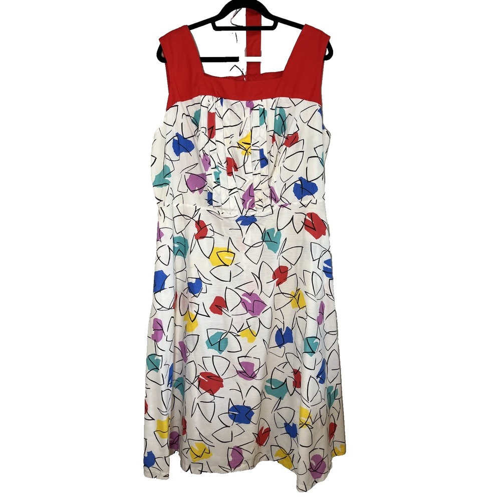 Vintage Handmade Floral Tank Dress 20 Artsy Geek Mod Secretary 1970s Retro